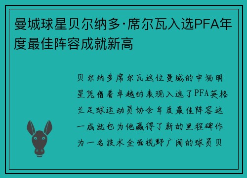 曼城球星贝尔纳多·席尔瓦入选PFA年度最佳阵容成就新高